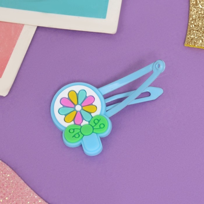 Набор для волос "Ширли" (2 резинки 5 см, 4 невидимки 5,5 см) мороженое, голубой