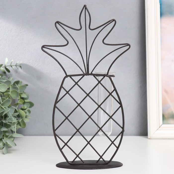 Декор металл, стекло Декор металл, стекло "Ананас" чёрный 15х5,5х25 см