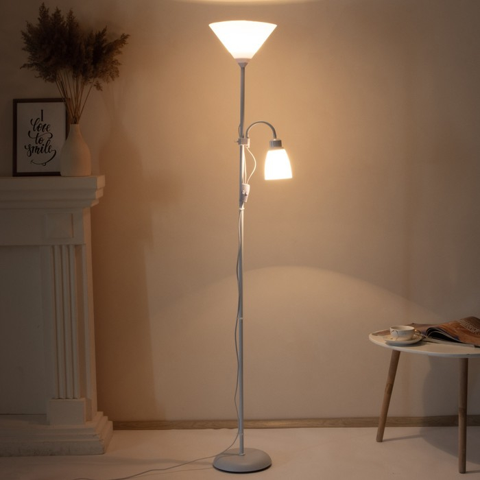 Торшер  Торшер "Тренд 2" 1х40Вт Е27+1хЕ27 40Вт белый 22х22х180 см.