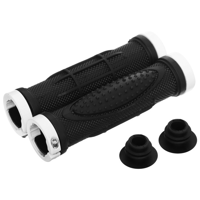 Грипсы 130 мм, lock on, цвет чёрный/белый Грипсы 130 мм, lock on, цвет чёрный/белый