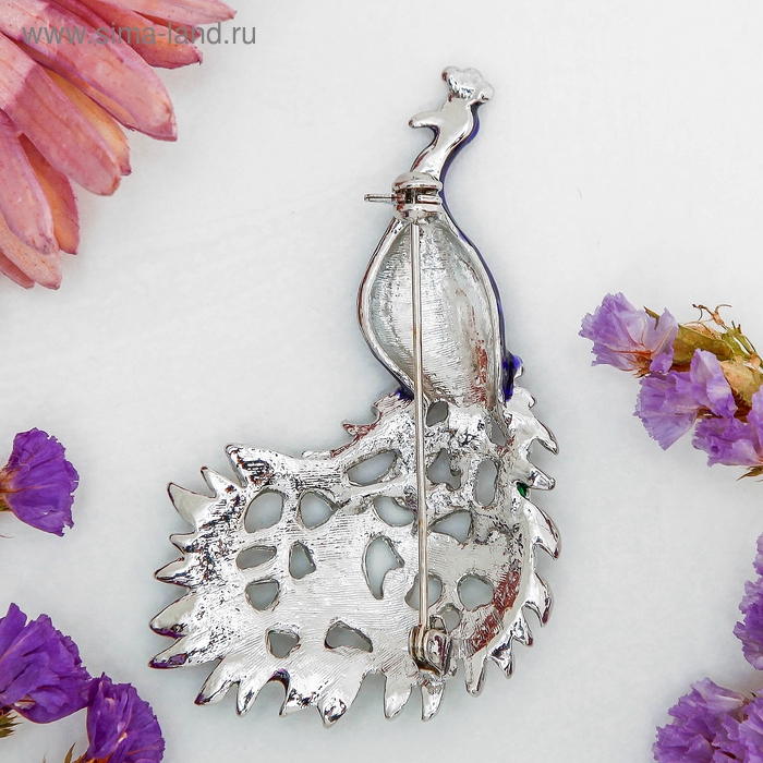 Брошь «Павлин роскошный» цветная в серебре Брошь «Павлин роскошный» цветная в серебре