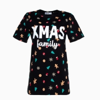 Футболка женская KAFTAN "Xmas family" размер 40-42, черный