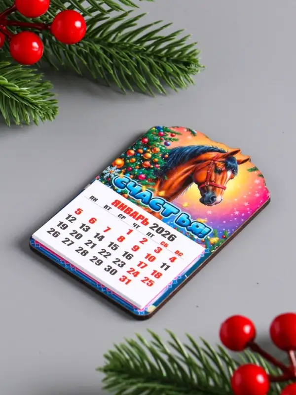 Магнит новогодний календарь, отрывной "Счастья" 9,5х6,5 см