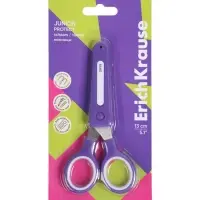 Ножницы детские ErichKrause Junior Protect, 13 см, с пластиковым чехлом и именным стикером, в блистере, МИКС