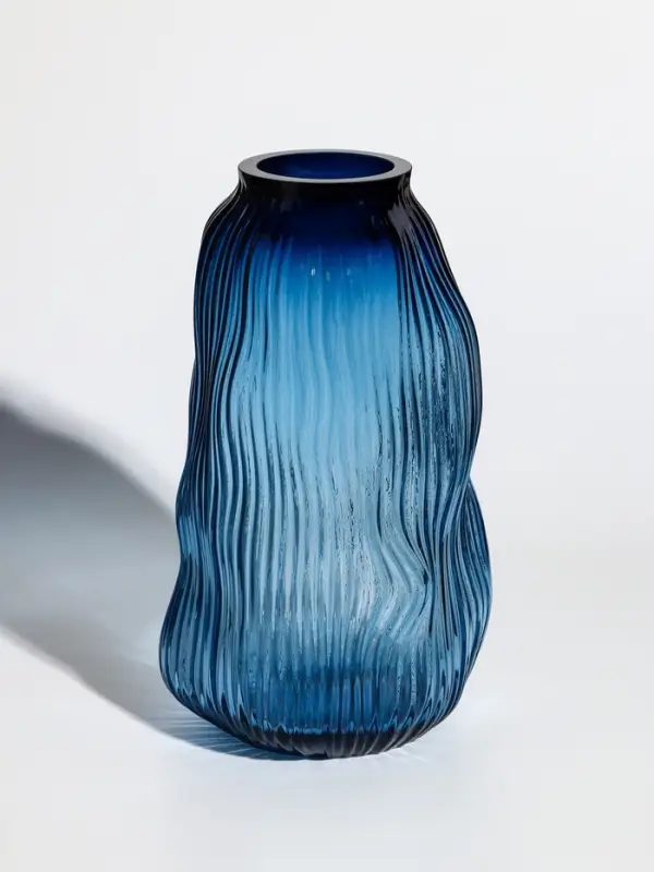 Ваза стекло настольная  Ваза стекло настольная "Ванесса" линии, 29,5х15 см, синий