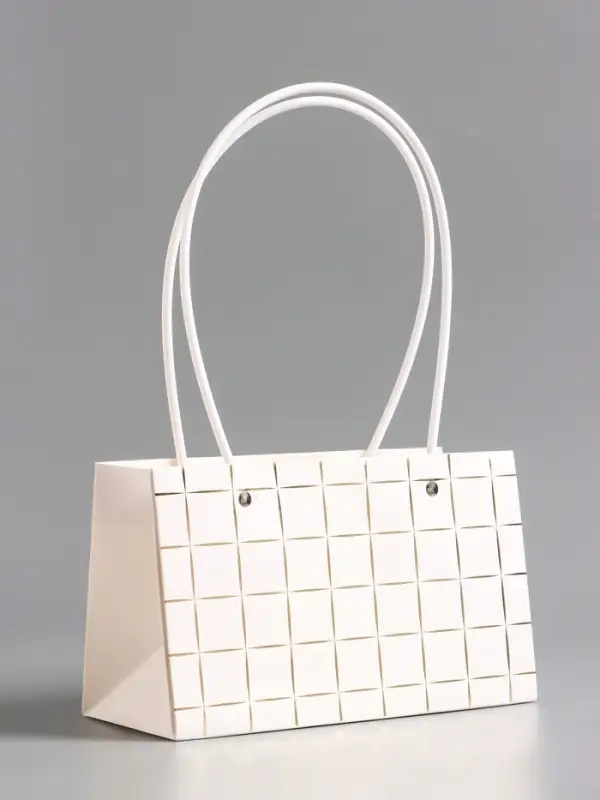 Сумка переноска для цветов, влагостойкая, белая, с тиснением, 22&times;10.5&times;13.5&plusmn;5% см