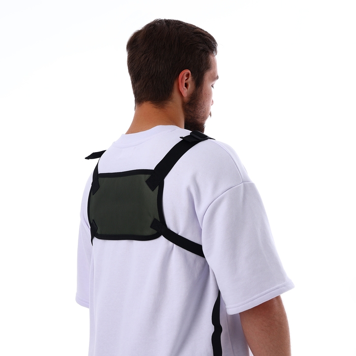 Сумка нагрудная на молнии, 2 наружных кармана, цвет зелёный Сумка нагрудная на молнии, 2 наружных кармана, цвет зелёный