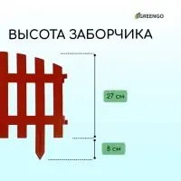 Ограждение декоративное, 35&times;210 см, 5 секций, пластик, терракотовое, RENESSANS, Greengo