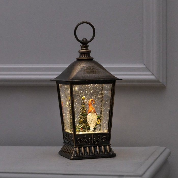 Светодиодная фигура «Фонарь с гномом» 12 × 24 × 12 см, пластик, батарейки ААх3 (не в комплекте), USB, свечение тёплое белое Светодиодная фигура «Фонарь с гномом» 12 × 24 × 12 см, пластик, батарейки ААх3 (не в комплекте), USB, свечение тёплое белое