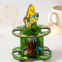 Подставка пасхальная на 8 яиц в двух ярусах "Цыпленок, 15,5х12,5 см