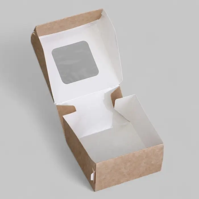 Коробка складная, с окном, крафтовая, 7×7×4 см