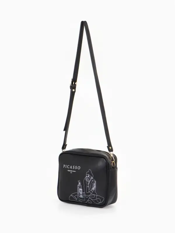 Сумка женская на молнии TEXTURA, 22&times;8&times;17 см, с принтом, чёрная