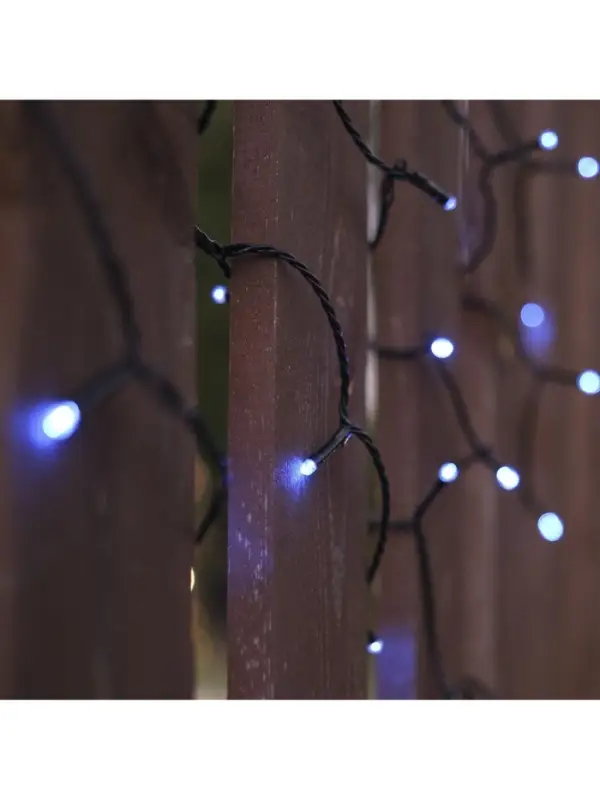 Гирлянда &laquo;Нить&raquo; 10 м, IP44, УМС, тёмная нить, 100 LED, свечение синее, 220 В