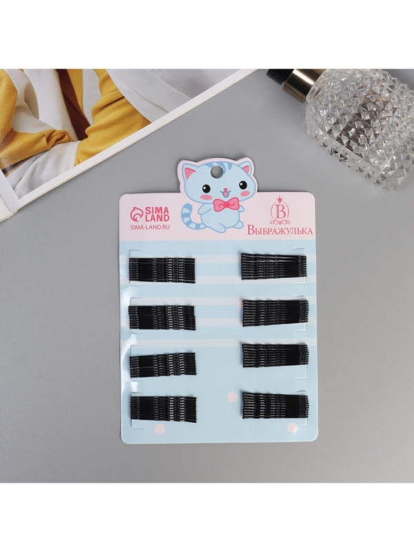 Невидимка для волос  Невидимка для волос "Глория" (набор 80 шт) зайчонок, 4,5 см, чёрный