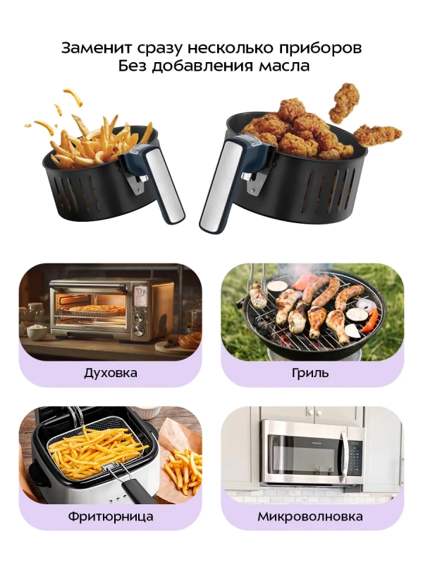 Аэрогриль электрический с поддоном КТ-8118 - 3.2 л 1500 Вт Аэрогриль электрический с поддоном КТ-8118 - 3.2 л 1500 Вт