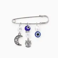 Булавка оберег &laquo;На счастье и удачу&raquo;, 5 см, синяя в серебре