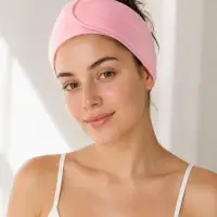 Повязка на голову для умывания и макияжа LoveLife, 9&times;60 см, микрофибра, розовая