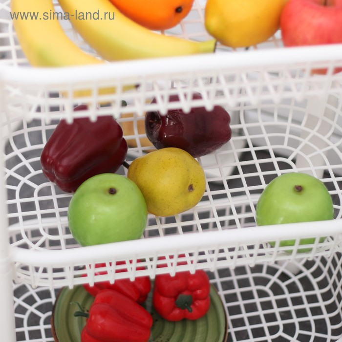 Этажерка напольная 3-х секционная, на колёсиках, цвет белый Этажерка напольная 3-х секционная, на колёсиках, цвет белый