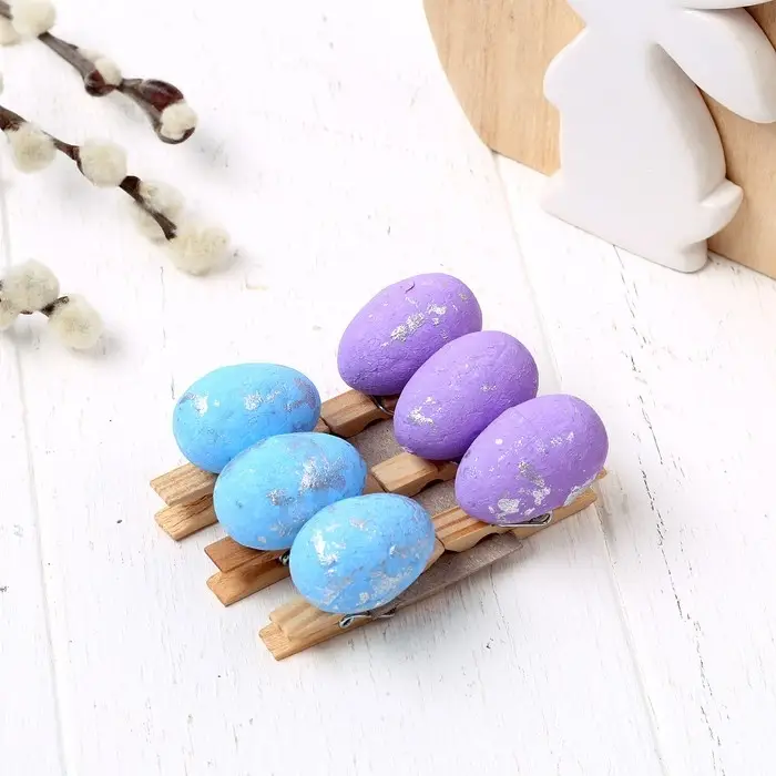 Прищепки пасхальные «Яйца» 6 шт., МИКС Прищепки пасхальные «Яйца» 6 шт., МИКС