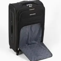 Чемодан на колёсах Royalbag большой 104 л (L), на молнии, с увеличением, кодовый замок, 4 колеса, чёрный