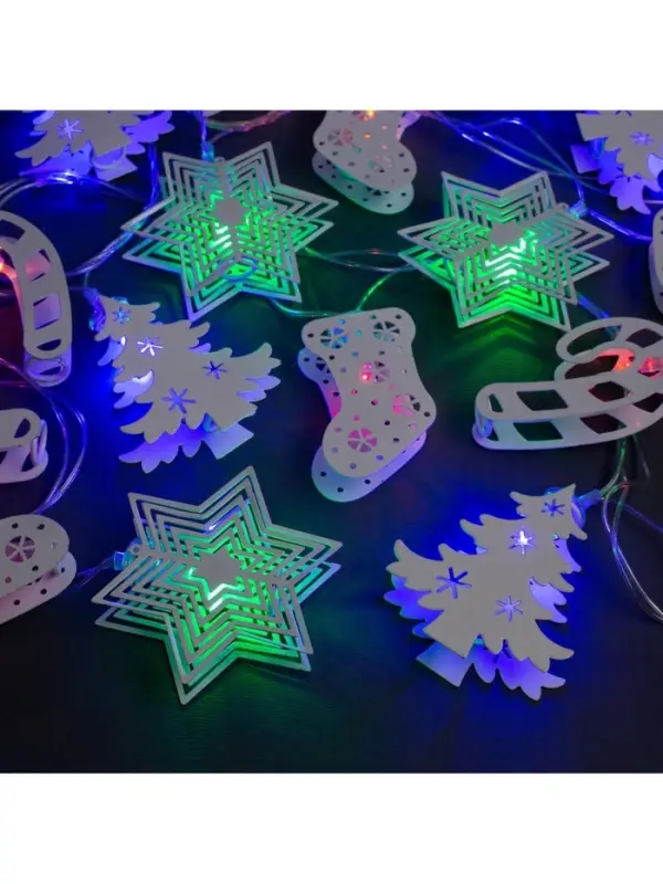 Гирлянда &laquo;Нить&raquo; 4 м с насадками &laquo;Новогодняя сказка&raquo;, IP20, прозрачная нить, 20 LED, свечение мульти, 8 режимов, 220 В