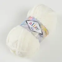 Плюшевая пряжа для вязания спицами, крючком ALIZE, Softy mega, 100% микрополиэстер, 70 м/100 г, (62 св. молочный)