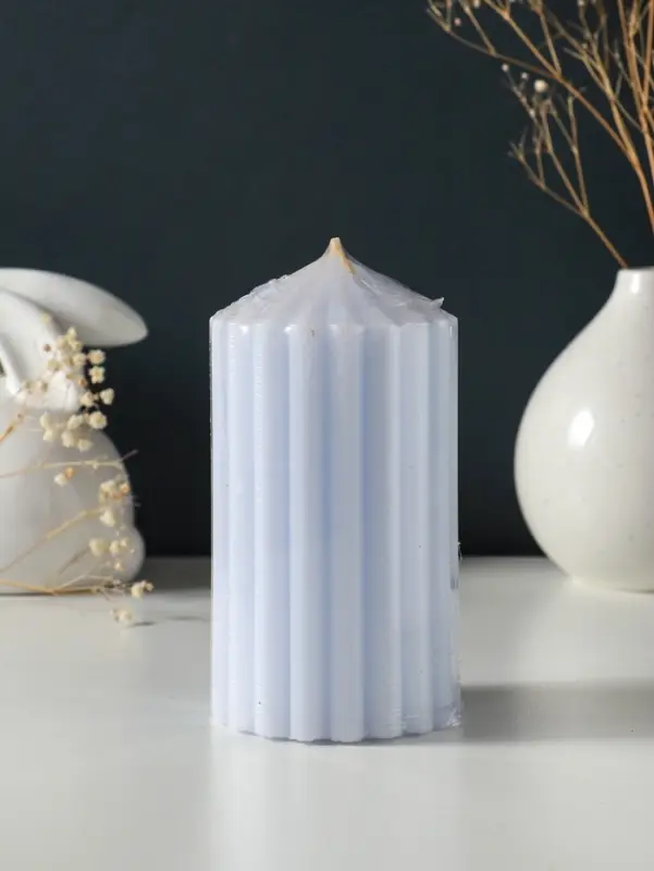 Свеча-цилиндр 7х14 см, 370 гр, рифлёная, лаванда Свеча-цилиндр 7х14 см, 370 гр, рифлёная, лаванда