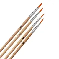 Набор кистей для рисования, синтетика, 4 штуки: № 2, 2, 4, 8, круглые, деревянная ручка, международный размер