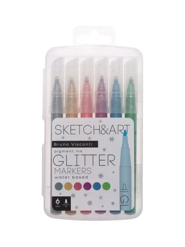 Набор маркеров глиттерных SKETCH&ART 6цв, 3.0мм Набор маркеров глиттерных SKETCH&ART 6цв, 3.0мм