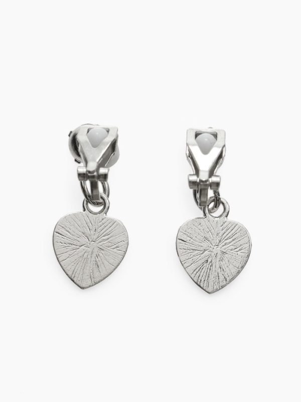 Серьги-клипсы детские  Серьги-клипсы детские "Выбражулька" сердце кристалл, цвет сиренево-радужный