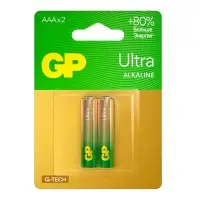 Батарейка алкалиновая GP Ultra, AAA, LR03-2BL, 1.5 В, блистер, 2 шт.