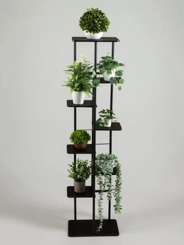 Подставка для цветов Greengo, 8 полок, 36&times;23&times;136 см, напольная, каркас металл, полки МДФ, чёрная