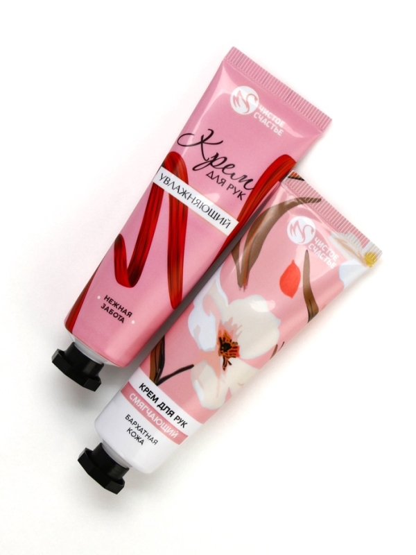 Подарочный набор ЧИСТОЕ СЧАСТЬЕ «Ты прекрасна», крема для рук, бархатная кожа, 2×30 г