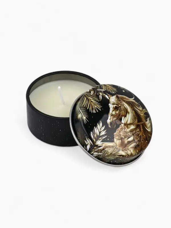 Свеча ароматическая новогодняя в банке «Конь», ч/з, аромат мандарин, 4.8 см Свеча ароматическая новогодняя в банке «Конь», ч/з, аромат мандарин, 4.8 см