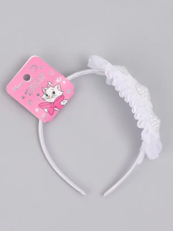 Ободок для волос белый, цветы, 10 см, Коты аристократы