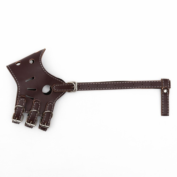 Намордник из прессованной кожи регулируемый, №3, ДН 6,8 см, ОМ 21-28 см, коричневый Намордник из прессованной кожи регулируемый, №3, ДН 6,8 см, ОМ 21-28 см, коричневый