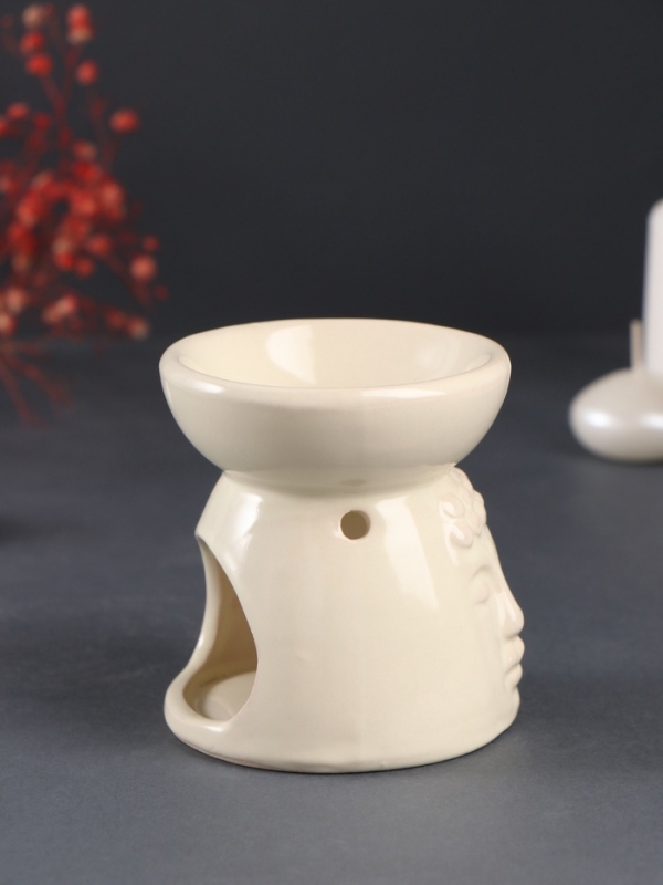 Аромалампа керамика Аромалампа керамика "Лик Будды" светлый беж 8х8х9 см