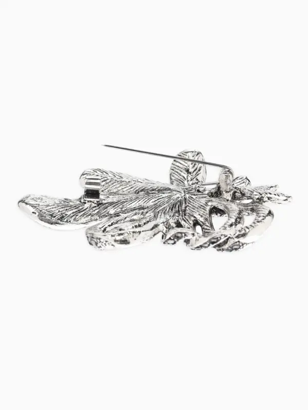 Брошь &laquo;Завиток&raquo;, из листьев, серая в чернёном серебре