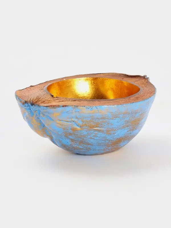 Чаша из кокоса, 22.5&times;25&times;10 см, сине-золотая