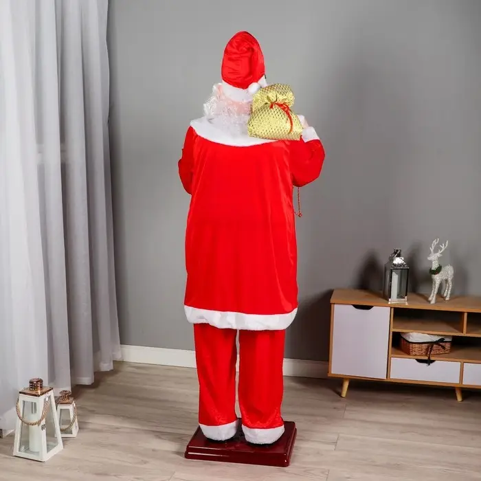 Дед Мороз "С колокольчиком и мешком" реакция на движение, танцует, 180 см, красный