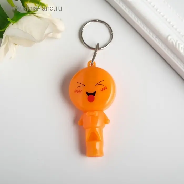 Фонарик брелок для ключей на кольце свисток «Смайл», мигает 6.5×3×1 см, МИКС Фонарик брелок для ключей на кольце свисток «Смайл», мигает 6.5×3×1 см, МИКС