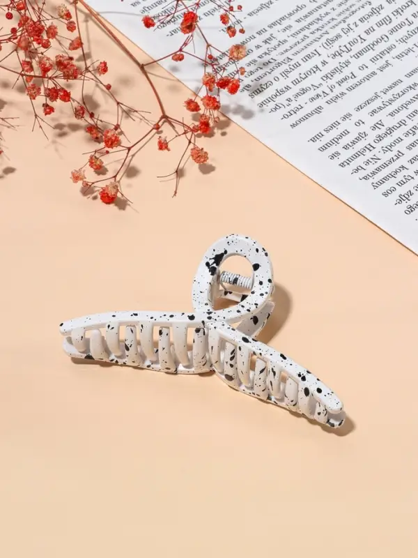 Крабик для волос &laquo;Пелагея&raquo;, петля, 11 см, белый, чёрный