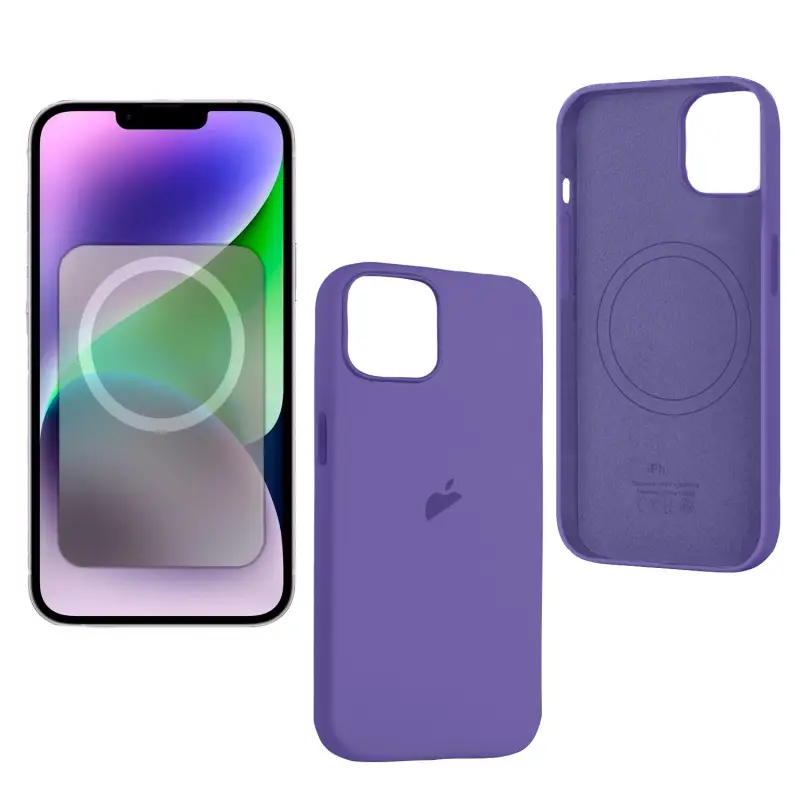 Чехол для iPhone 14 Silicone Case 100% ORG Iris (MagSafe + анимация NFC Clear) c LOGO