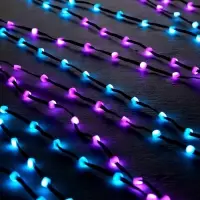 Умная гирлянда &laquo;Нить&raquo; 5 м, роса с насадками &laquo;Шарики&raquo;, IP20, черный провод, 100 LED, пульт ДУ, приложение, свечение RGB, USB