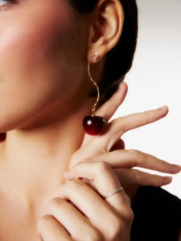 Серьги &laquo;Черешня&raquo;, бордовые в золоте