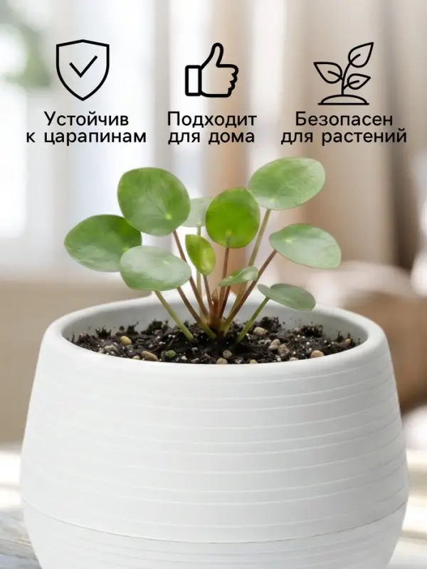 Горшок цветочный &laquo;Япония&raquo;, 450 мл, d=12 см, h=10 см, пластиковый, с поддоном, белый