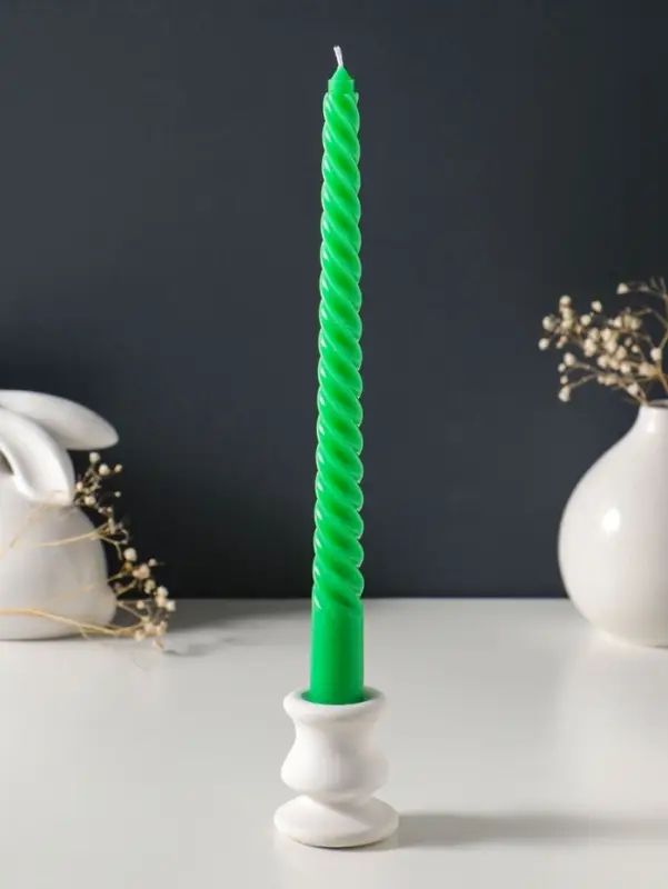 Свеча витая 25 см, 57 г, 5 ч, зелёный
