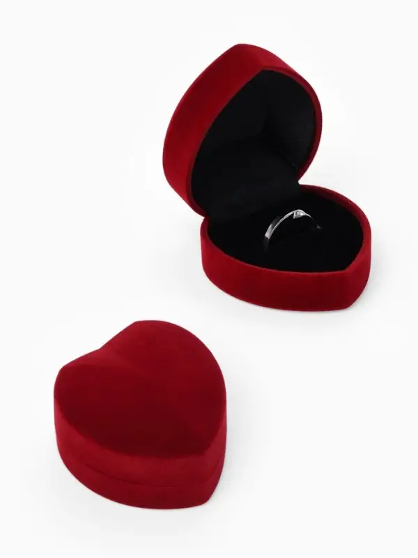 Футляр под кольцо, серьги &laquo;Сердце&raquo;, бархатный, 6&times;6.5&times;4 см, бордовый