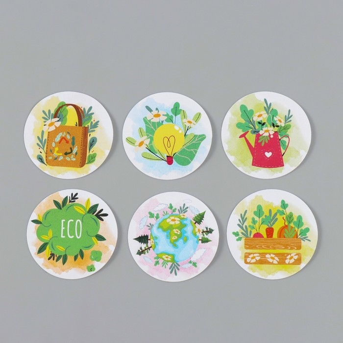 Наклейка бумага "Экология. Мультяшная" d=2,5 см 252 шт в рулоне