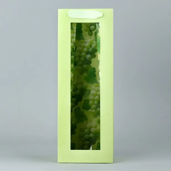 Пакет подарочный под бутылку, упаковка, &laquo;Виноград&raquo;, 36&times;13&times;10 см